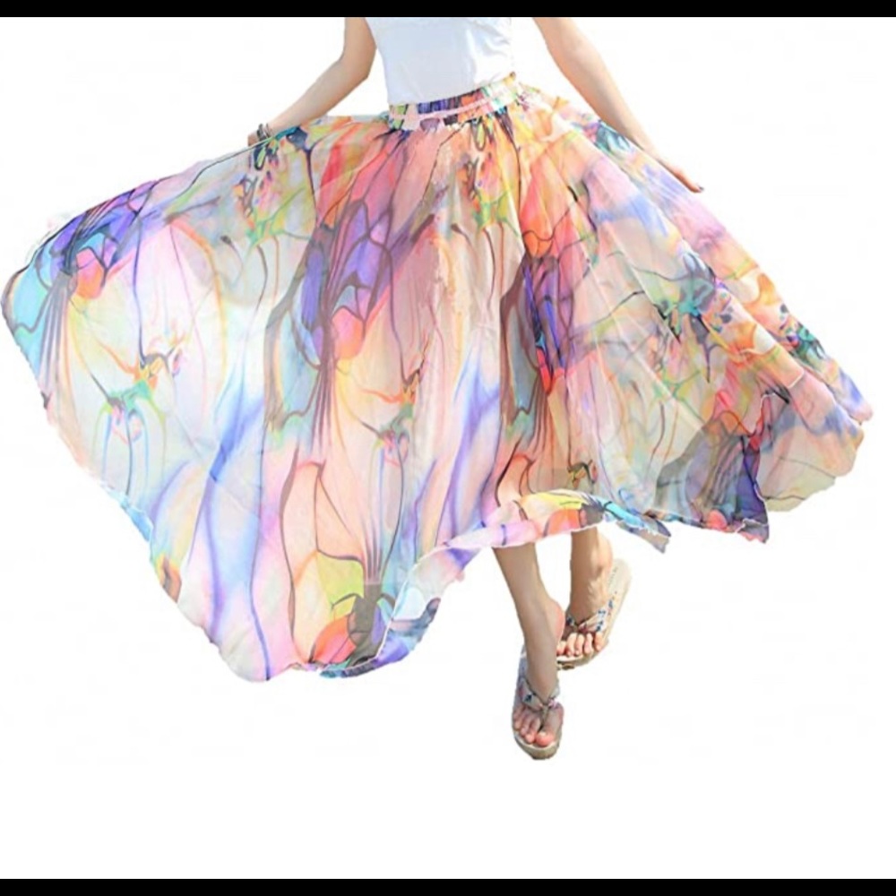 Pretty water color print skirt